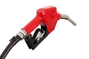 white background with red gas pump nozzle